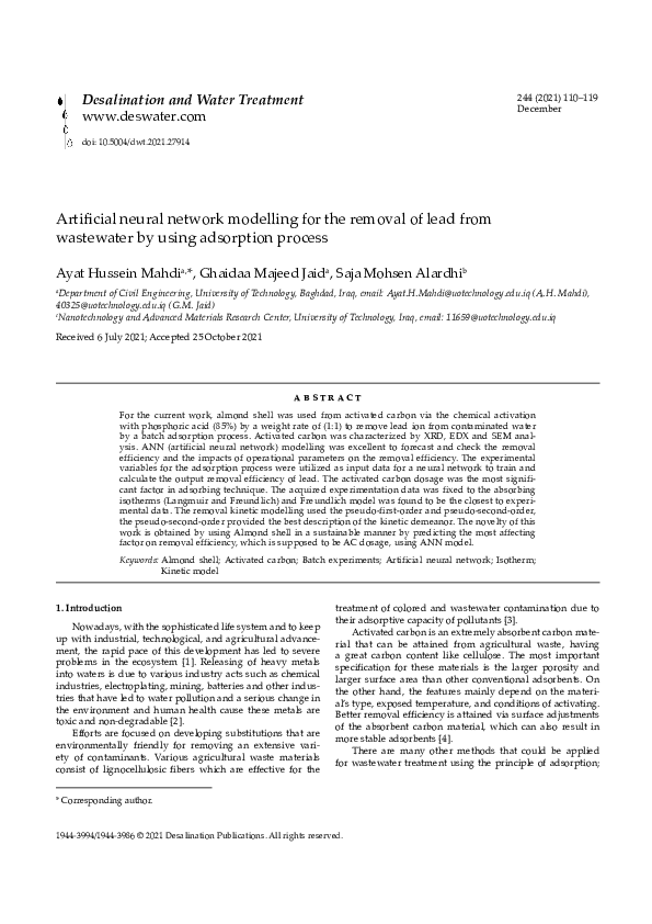 (PDF) Artificial neural network modelling for removal of chromium (VI ...