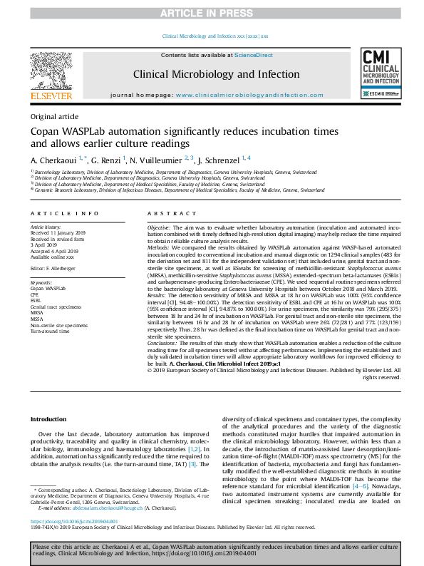 (PDF) Copan WASPLab automation significantly reduces incubation times ...