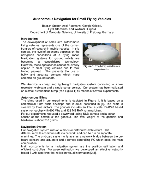 (PDF) Autonomous navigation for small flying vehicles