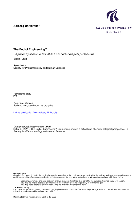 (PDF) The End of Engineering?: Engineering seen in a critical and ...