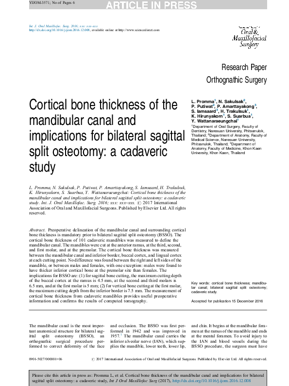 (PDF) Cortical bone thickness of the mandibular canal and implications ...