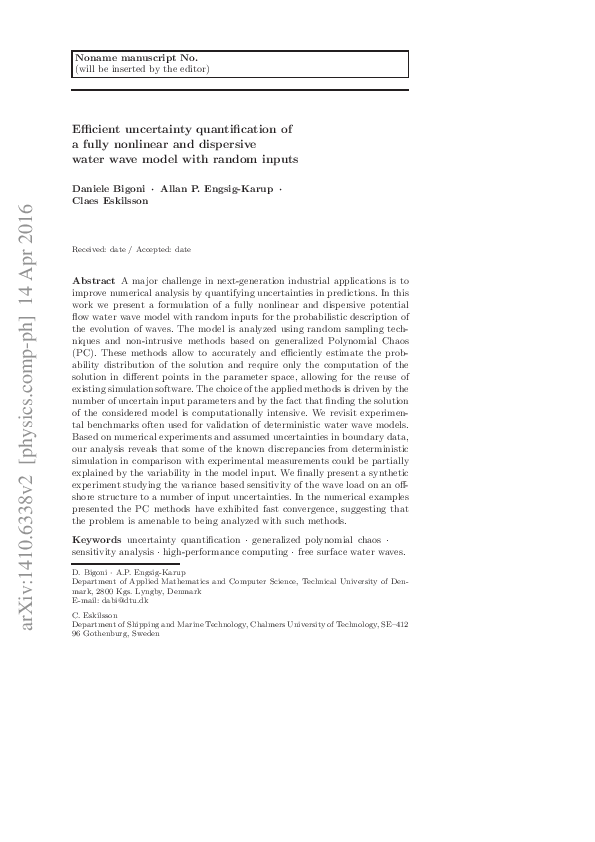 (PDF) Efficient uncertainty quantification of a fully nonlinear and ...