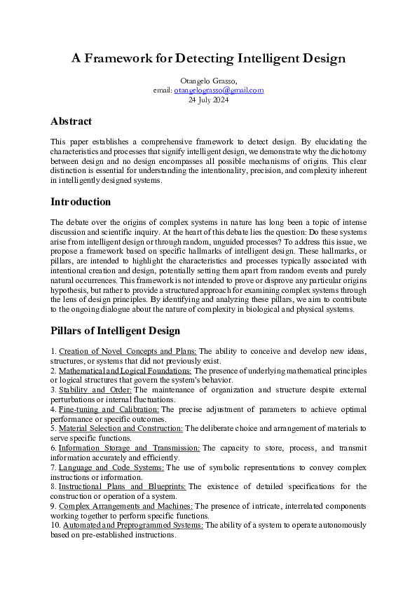 (PDF) A Framework for Detecting Intelligent Design