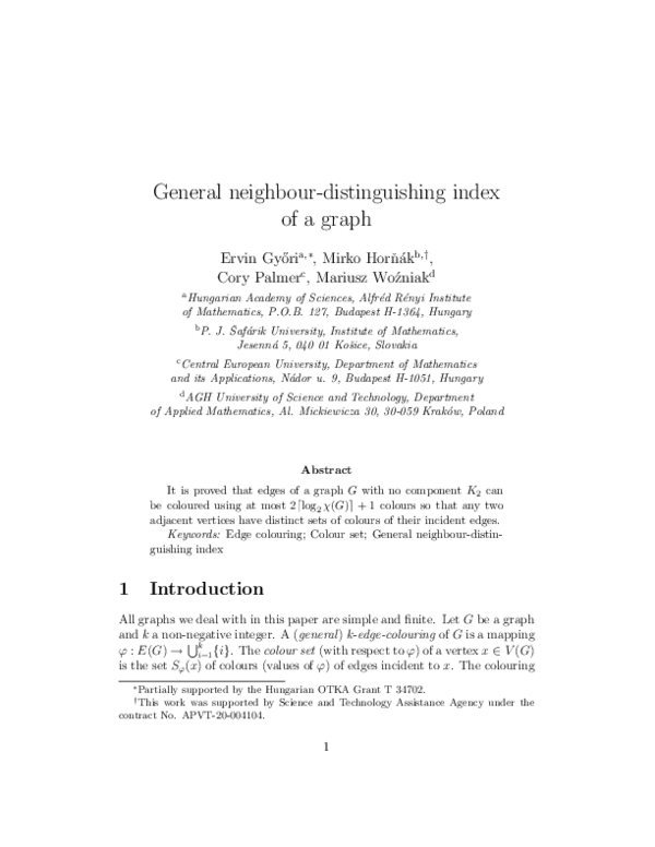 (PDF) General neighbour-distinguishing index of a graph