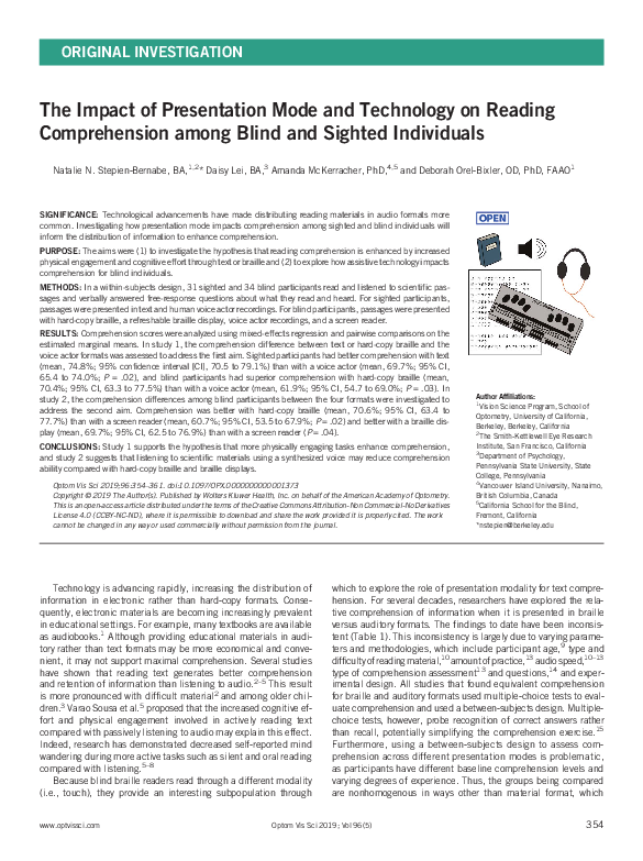 (PDF) The Impact of Presentation Mode and Technology on Reading ...
