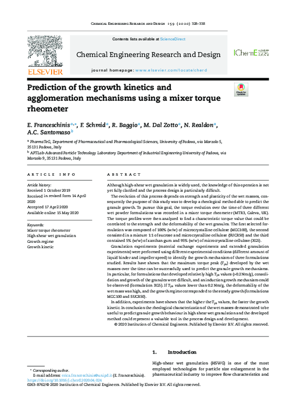 (PDF) Prediction of the growth kinetics and agglomeration mechanisms ...