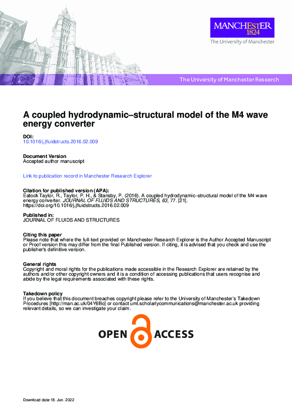(PDF) A coupled hydrodynamic–structural model of the M4 wave energy ...