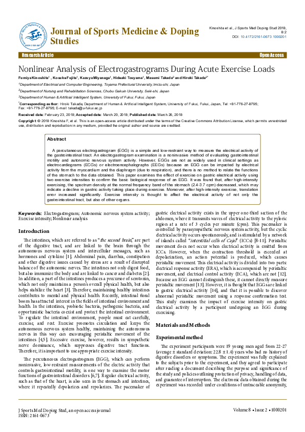 (PDF) Nonlinear Analysis of Electrogastrograms During Acute Exercise Loads
