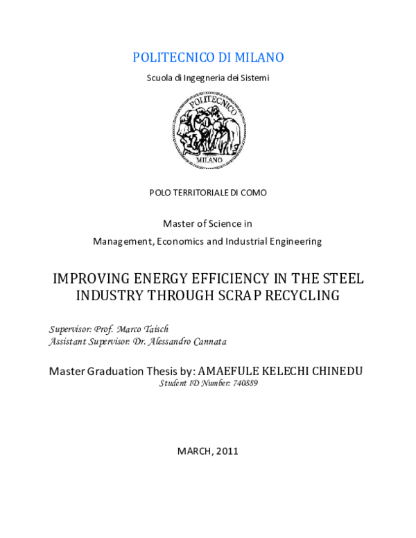(PDF) Improving energy efficiency in the steel industry through scrap ...