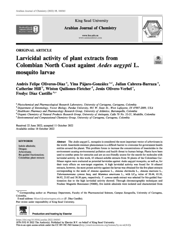  pdf larvicidal activity afod 2022 arabian journal of chemistry