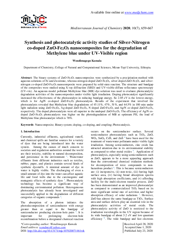 (PDF) Synthesis and photocatalytic activity studies of Silver-Nitrogen ...
