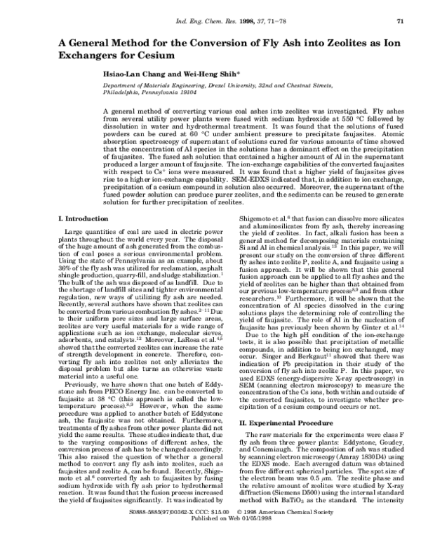 (PDF) A General Method for the Conversion of Fly Ash into Zeolites as ...