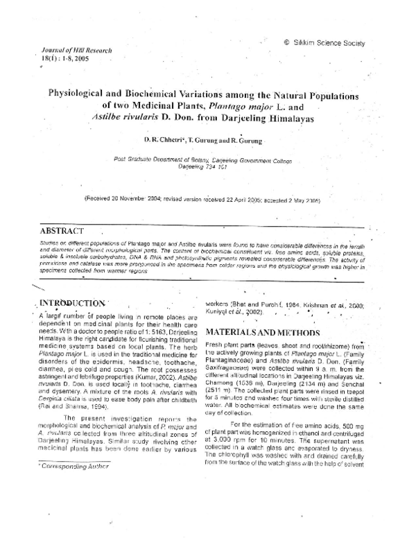 (PDF) Physiological and Biochemical Variations among the Natural ...