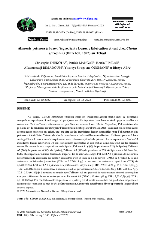 (PDF) Aliments poissons à base d’ingrédients locaux : fabrication et ...