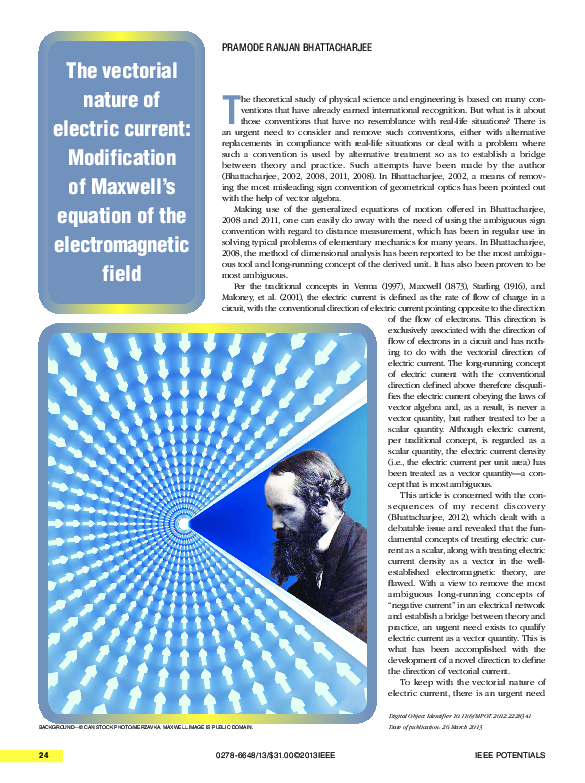 (PDF) The Vectorial Nature of Electric Current: Modification of Maxwell ...