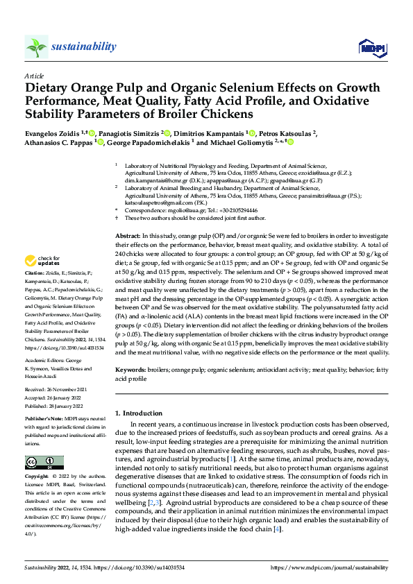 (PDF) Dietary Orange Pulp and Organic Selenium Effects on Growth ...