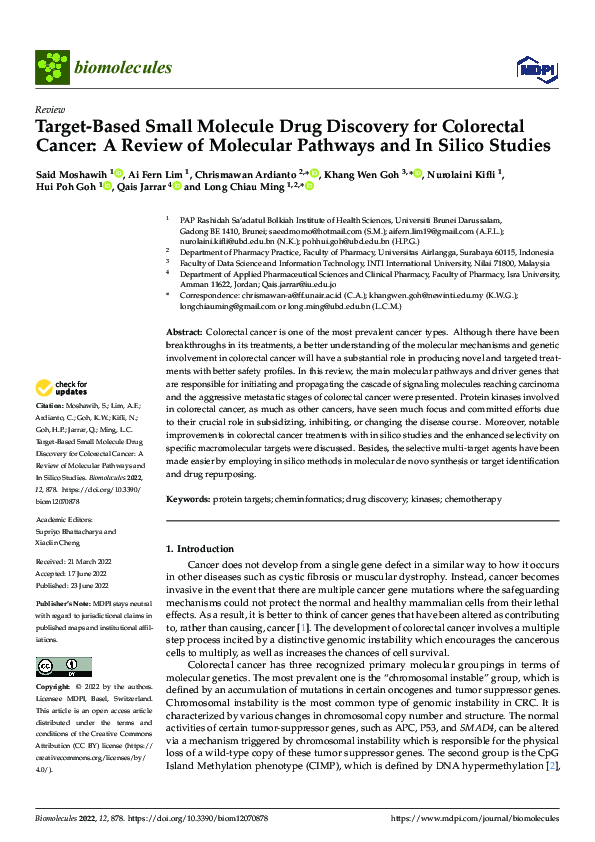 (PDF) Target-Based Small Molecule Drug Discovery for Colorectal Cancer ...
