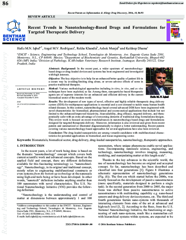 (PDF) Recent trends in nanotechnology-based drugs and formulations for ...