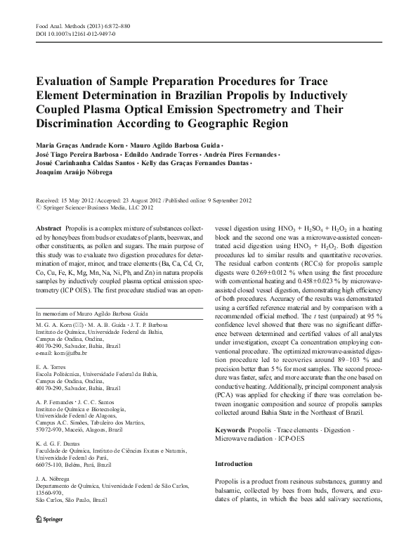 (PDF) Evaluation of Sample Preparation Procedures for Trace Element ...