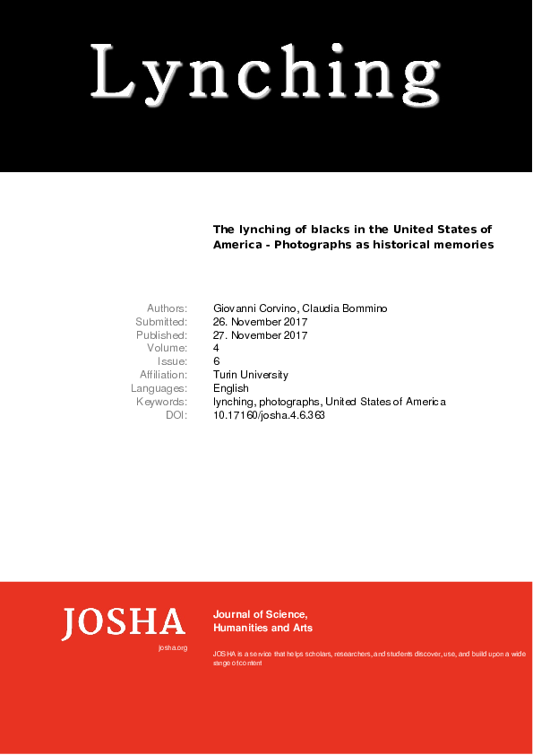 (PDF) The lynching of blacks in the United States of America ...