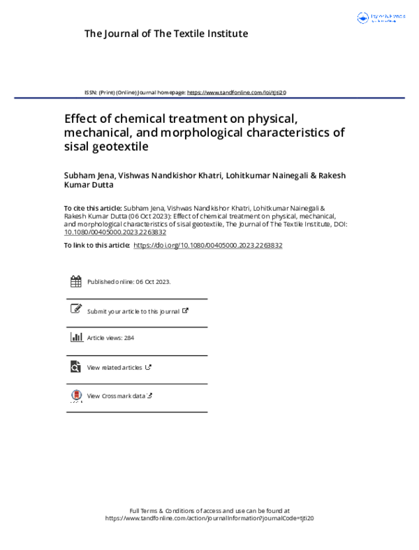 (PDF) Effect of chemical treatment on physical, mechanical, and ...