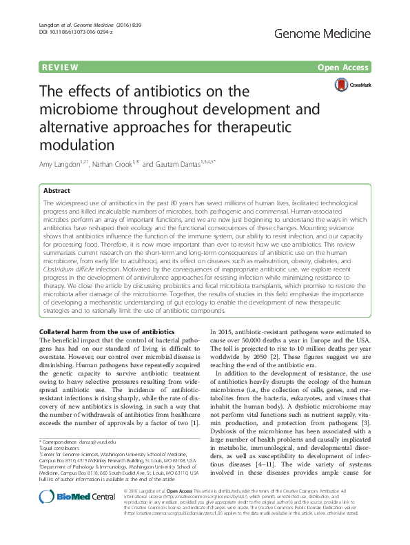 (PDF) The effects of antibiotics on the microbiome throughout ...