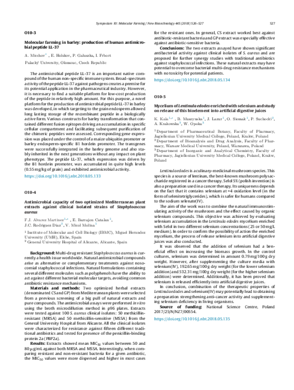 (PDF) Molecular farming in barley: production of human antimicrobial ...