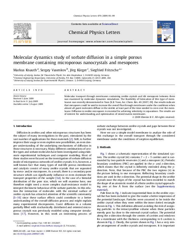 (PDF) Molecular dynamics study of sorbate diffusion in a simple porous ...