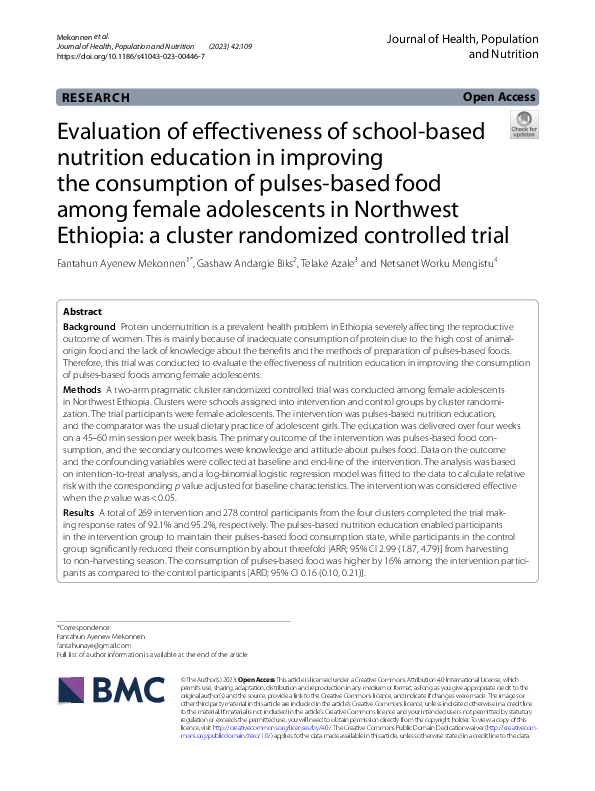 (PDF) Evaluation of effectiveness of school-based nutrition education ...