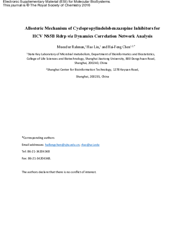 (PDF) Allosteric mechanism of cyclopropylindolobenzazepine inhibitors ...