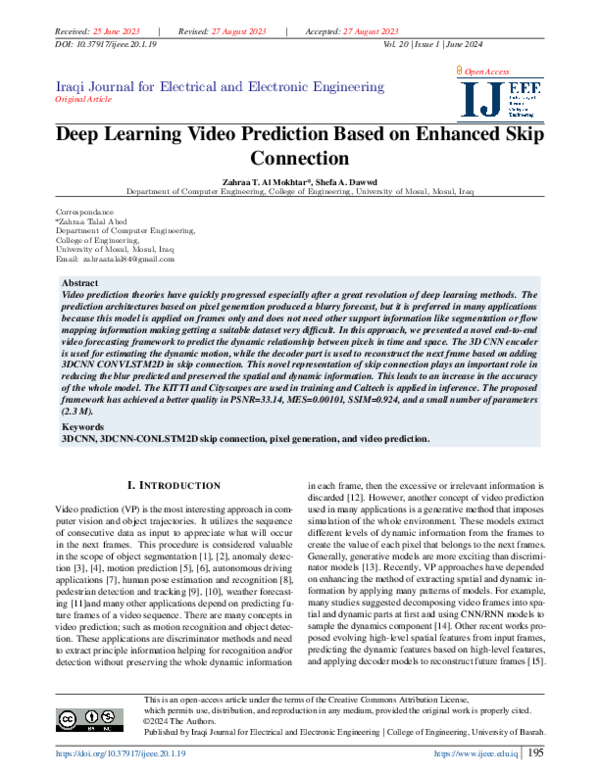 (PDF) Deep Learning Video Prediction Based on Enhanced Skip Connection