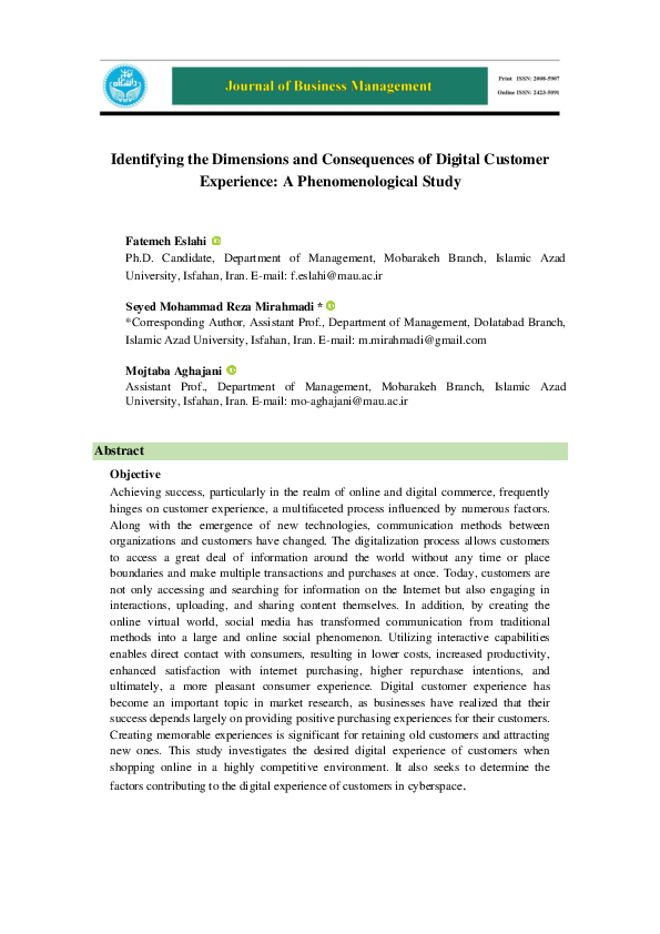 (PDF) Identifying the Dimensions and Consequences of Digital Customer ...