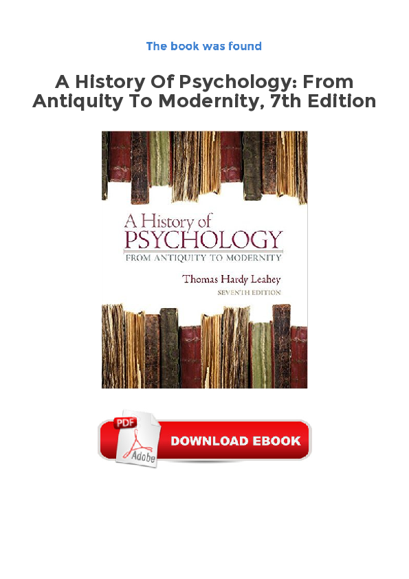 (PDF) A History of Psychology: From Antiquity to Modernity