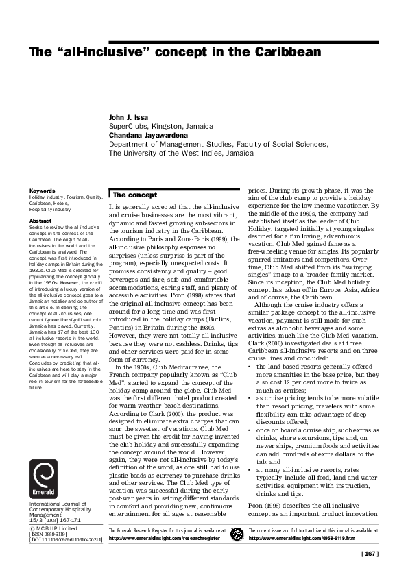 (PDF) The “all‐inclusive” concept in the Caribbean
