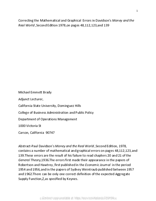 (PDF) Correcting the Mathematical and Graphical Errors in Davidson's ...