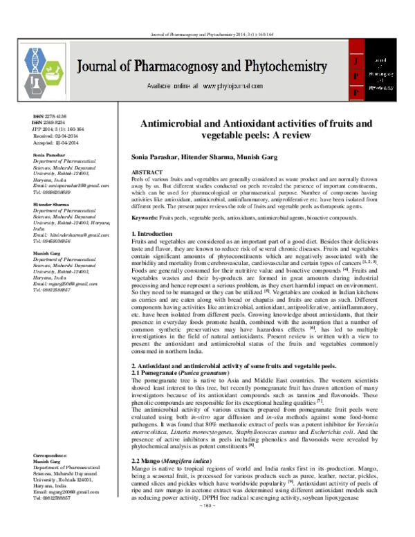 (PDF) Antimicrobial and Antioxidant activities of fruits and vegetable ...