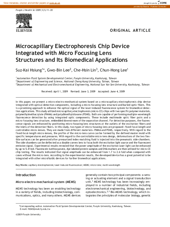 (PDF) Microcapillary Electrophoresis Chip Device Integrated with Micro ...
