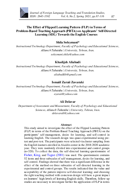 (PDF) The Effect of Flipped Learning Pattern (FLP) in Terms of Problem ...
