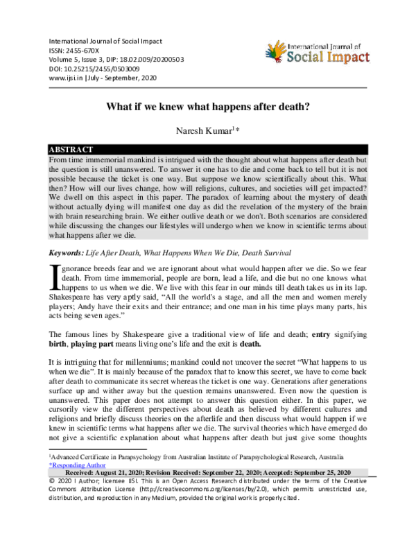 (PDF) What if we knew what happens after death