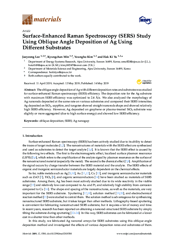 (PDF) Surface enhanced Raman spectroscopy (SERS) study of diluted ...
