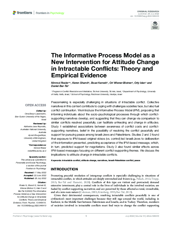 (PDF) The Informative Process Model as a New Intervention for Attitude ...