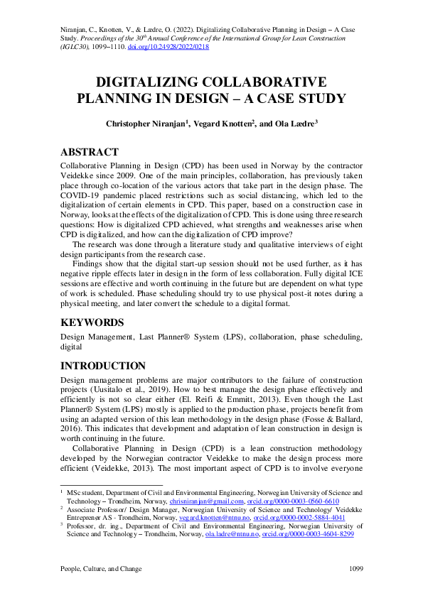 (PDF) Digitalizing Collaborative Planning in Design – a Case Study