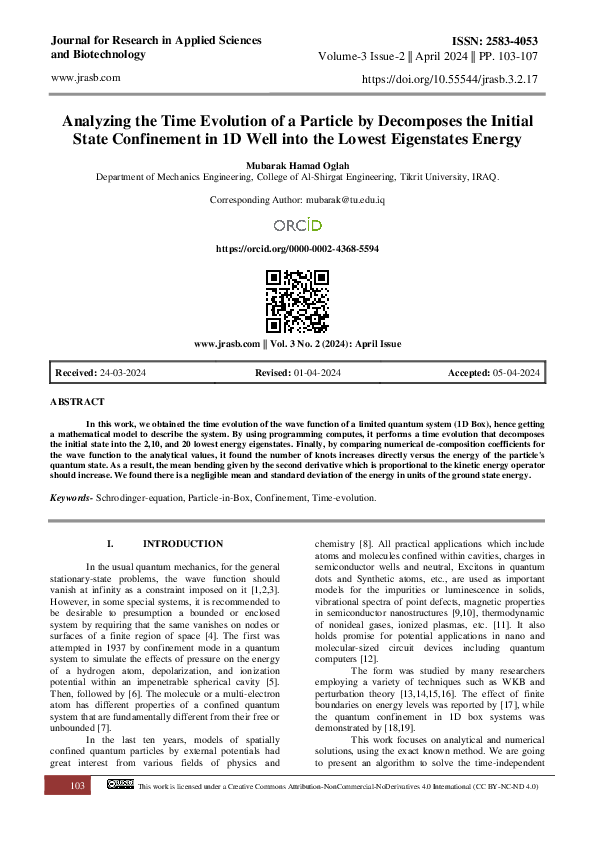 (PDF) Analyzing the Time Evolution of a Particle by Decomposes the ...