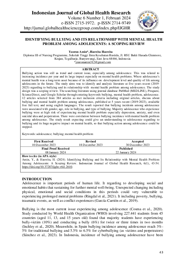 (PDF) Identifying Bullying and Its Relationship with Mental Health ...