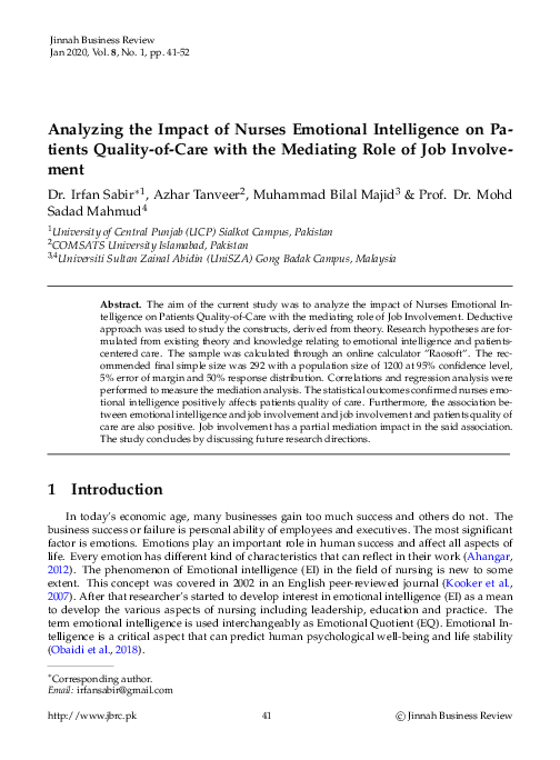 (PDF) Analyzing the Impact of Nurses Emotional Intelligence on Patients ...