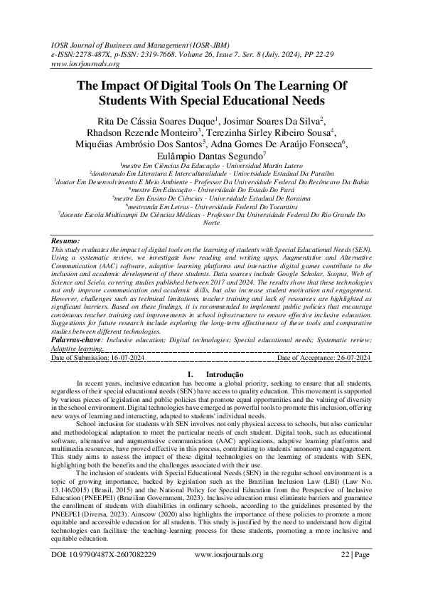 (PDF) The Impact Of Digital Tools On The Learning Of Students With ...
