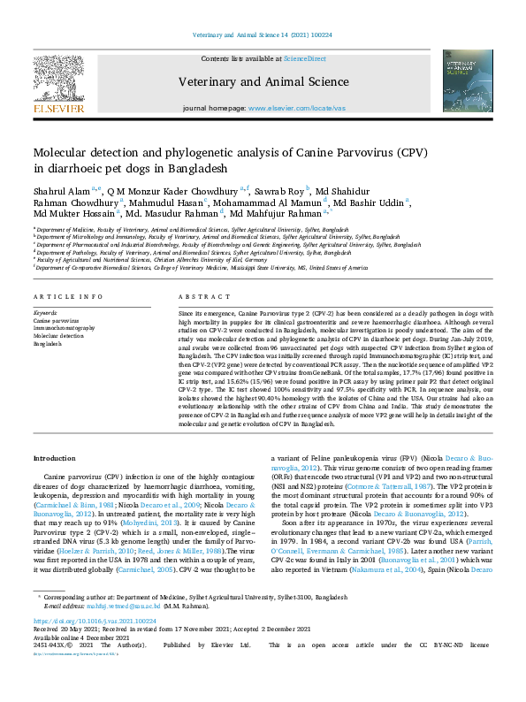 (PDF) Molecular detection and phylogenetic analysis of Canine ...