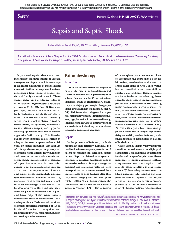 Pdf Sepsis And Septic Shock