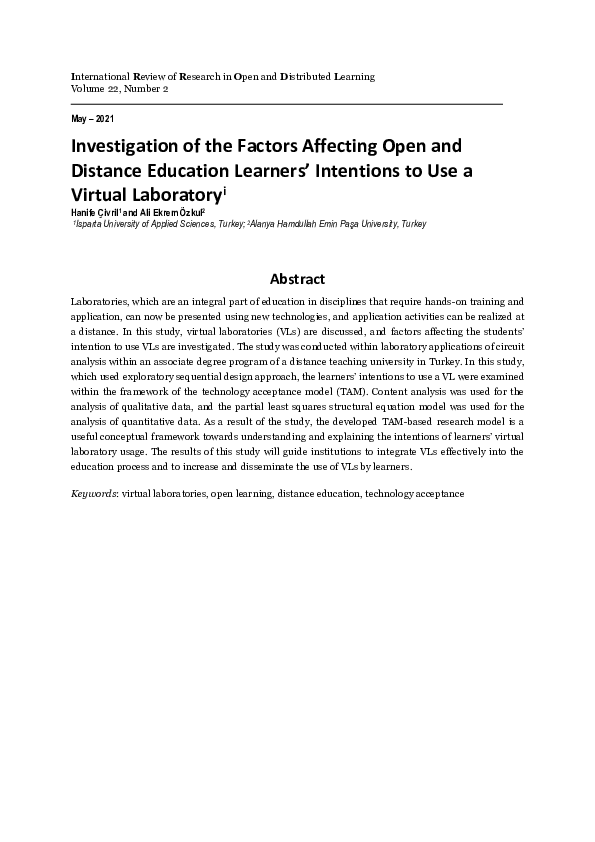 (PDF) Investigation of the Factors Affecting Open and Distance ...