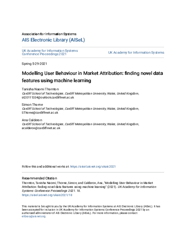(PDF) Modelling User Behaviour in Market Attribution: finding novel ...